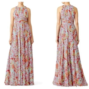 Badgley Mischka Utopia Maxikleid mit Blumenmuster ärmellos langes festliches Kleid, Größe 6 - Bild 1 von 12