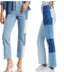 Pantalones de mezclilla Good American Jeans buenos años 90 parche patchwork para mujer 28 x 28 EE. UU. 6 - Imagen 1 de 8