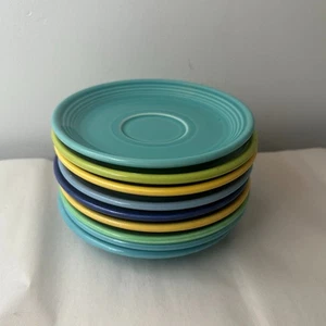 Vintage Fiesta Saucers Set of 9 Mixed Colors – Genuine HLC USA Pottery Lot - Picture 1 of 24