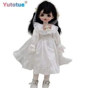 Yutotue Carino 12 Pollici Bambola Bambina Giocattolo Miglior Regalo Bambola Corpo con Vestito Nero Parrucca Lunga - Foto 1 di 12