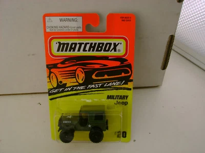 1995 MATCHBOX SUPERFAST #20 MILITARY OLIVE GREEN JEEP 4X4 NEW ON CARD - Image 1 of 3