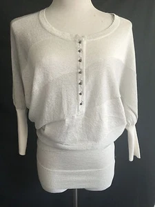 Damen Langarm Silber Metallic Faden Dolman Ärmel Top Größe Small Neu ohne Etikett  - Bild 1 von 6