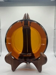 Vintage Round Amber Cigarette Cigar Ashtray 6 inches - Picture 1 of 6