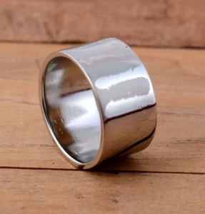 925 Sterling Silver, Solid Silver, Wide Band Ring, Smooth Edges, Unisex - Picture 1 of 4