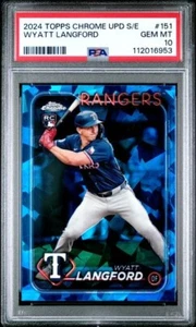 2024 Topps Chrome Update Sapphire Wyatt Langford RC🔥PSA 10🔥GEM MINT🔥POP 39🔥 - Picture 1 of 2