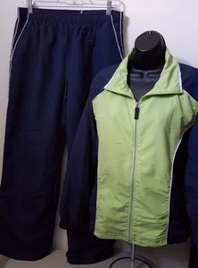 Active Studio Womens Pants Jacket Tracksuit Size L Large Blue Green - Picture 1 of 7