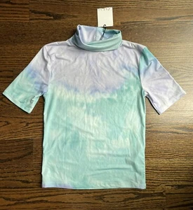 Zara tie dye women’s turtleneck top size S short sleeve NWT - Picture 1 of 5