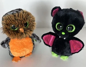 TY Beanie Boos MIDNIGHT & IGOR Eule Fledermaus Plüschtier Stofftier Set grüne Augen 6 Zoll - Bild 1 von 10