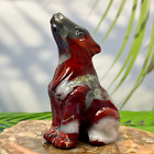 Red Jasper With Quartz Howling Wolf Crystal Carving Australian Seller