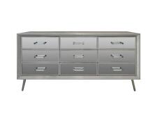 Mirrored Sideboard White Wood w/ Silver Handles & Feet Drawers Cupboard TV Unit