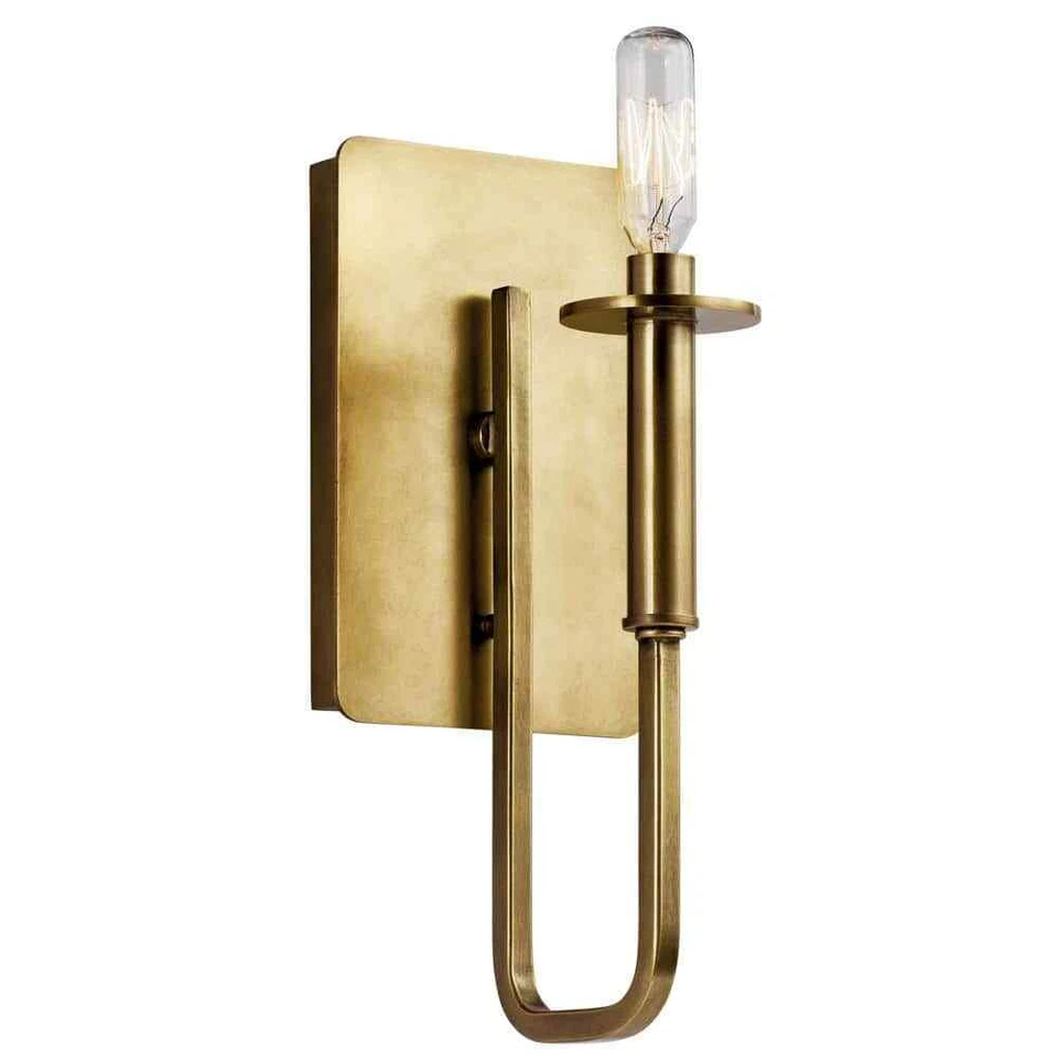Kichler 43363NBR Alden 60w 1 Light Wall Sconce Natural Brass