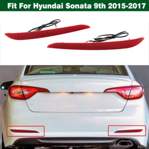 Pair LED Rear Bumper Reflector Tail Reflex Light For Hyundai Sonata 2015-2017 - Picture 1 of 9