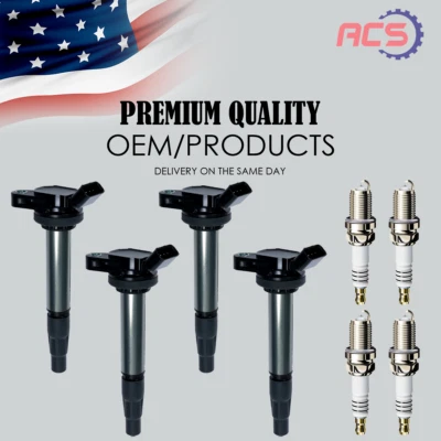 4X Bobina de encendido + 4X Bujía de iridio OEM para Toyota Corolla Prius 1.8L UF596 Foto 1 de 4