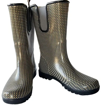 Botas de lluvia Sperry Top Sider para mujer 6 impermeables de goma amarillas/grises/negras CB3 Foto 1 de 4