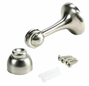 Brass or Chrome - Contemporary Magnetic Spring Door Stop Holder with Catch - Picture 1 of 3