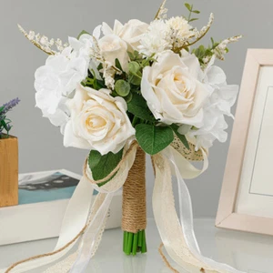 Romantic Wedding Bouquet Artificial Bridesmaid Bouquet for Bride Bridesmaid - Picture 1 of 12
