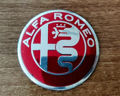 SILVE/RED Alfa Romeo GIULIA/STELVIO steering wheel emblem badge logo 56mm - Image 1 of 4