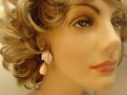 Vintage Park Lane Soft Pink And Lavender Enamel Leaf Tear Drop Faux Pearl Earrings