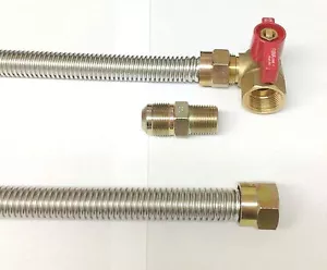Flexibler SS 48"" Gasstecker und Absperrventil 5/8"" O.D. x 1/2"" MIP x 3/4"" FIP - Bild 1 von 3