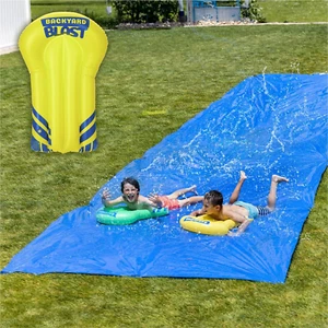 30Ft Heavy Duty Outdoor Backyard Giant Water Play Slide with Inflatable Riders - Picture 1 of 11