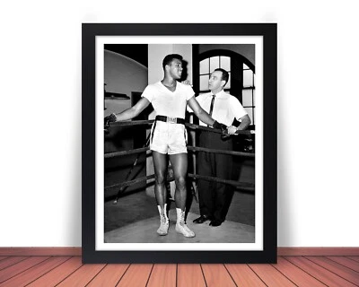 Framed CASSIUS CLAY & ANGELO DUNDEE  Photo (MUHAMMAD ALI) BOXING 8x10 11x14 (W4) - Image 1 of 4