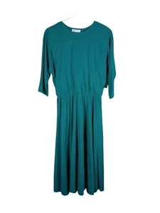 Vintage Walden Petite Women's 3/4 Sleeve Dress Green Size 10 - Picture 1 of 8