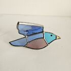 Stained glass Tiffany style sun catcher blue bird flying 3D