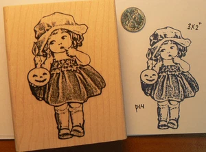 Estampilla de goma de Halloween vintage para niña con calabaza P14 - Imagen 1 de 2