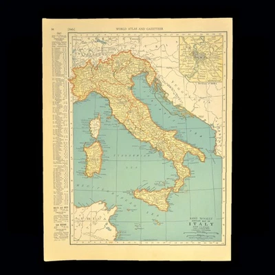 Vintage ITALY Map Wall Art Old Original Venice Roma Firenze Napoli Antique - Image 1 of 4