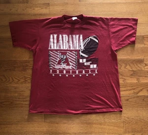 Vtg Alabama Crimson Tide Football ROLL TIDE T Shirt XL Red Made USA - Picture 1 of 4