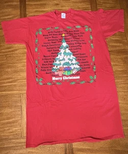 Vintage Jerzees T-shirt Christmas Tree Graphic Sleep Shirt 90s One Size Red - Picture 1 of 11