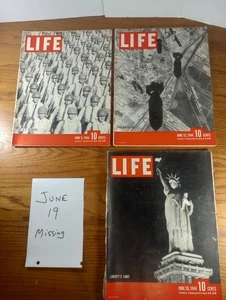 3 Life Magazine Lot - 3 of 4 Issues For Month of June 1944 - 5, 12, 26 - Foto 1 di 24