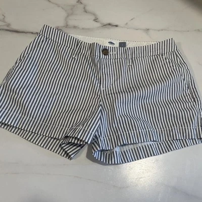 "Pantalones cortos antiguos azul marino a rayas para mujer talla 2 azul blanco algodón a rayas 29X3""" Foto 1 de 4
