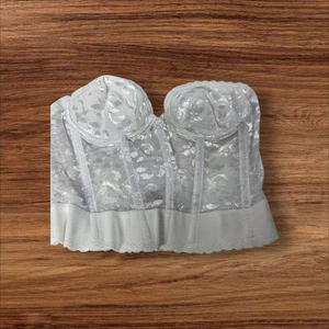 Davids Braut Hochzeit Bustier Korsett BH 34B weiß Spitze transparent trägerlos - Bild 1 von 9
