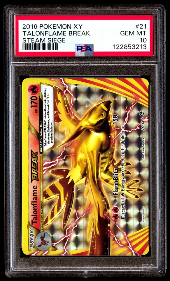 PSA 10 Talonflame Break 21 Pokemon XY Steam Siege 2016 - Image 1 of 3