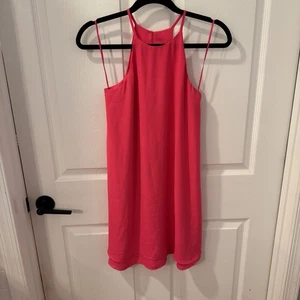 Pink Rose Bright Pink Halter Dress Women Size XS Double Ruffle Hem Swing Strappy - Picture 1 of 9