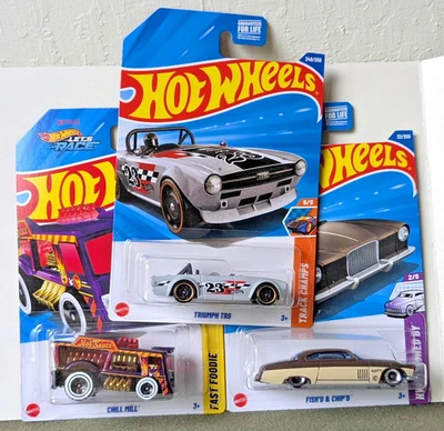Hot Wheels Treasure Hunt Lot - Triumph TR6 Chill Mill Fish'd & Chip'd - 3 Items - Image 1 of 3