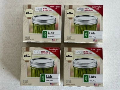 Lote 4 tapas apretadas de tarro de conservas Kerr boca ancha segura albañil, 12 unidades cada una 2139399 Foto 1 de 4