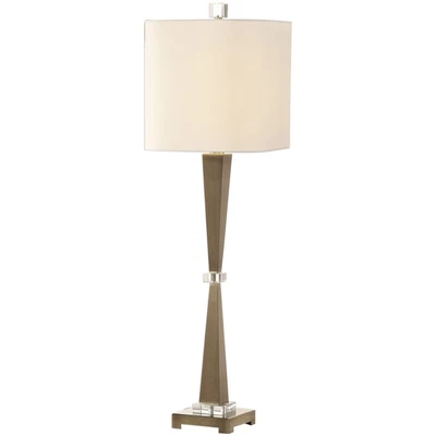 Lámpara de mesa antigua Niccolai Uttermost 29618-1 níquel cepillado y cristal Foto 1 de 4