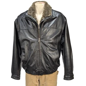 VTG Wilsons Leather Men's Bomber Jacket Faux Fur Removable Collar Zip Sz XXL EUC - Picture 1 of 7