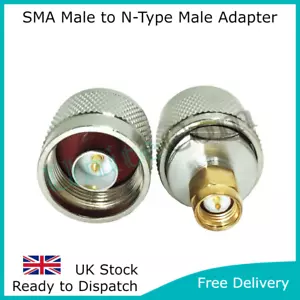 SMA Male to N-Type Male Straight Through Adapter Connector WiFi LoRa 4G 5G GPS - Picture 1 of 5