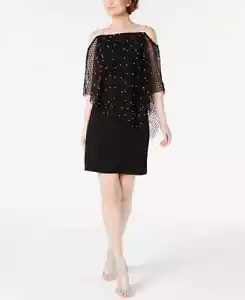 MSK ABITO DONNA OVERLAY STRASS COLORE NERO TAGLIA X LARGE NUOVO CON ETICHETTE - Foto 1 di 4