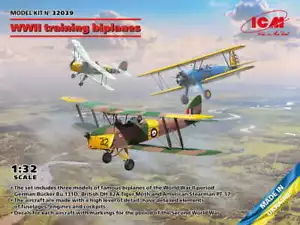ICM 32039 - 1:32 WWII Training Biplanes - Bücker Bü 131D, DH.82A Tiger Moth, Ste - Picture 1 of 2