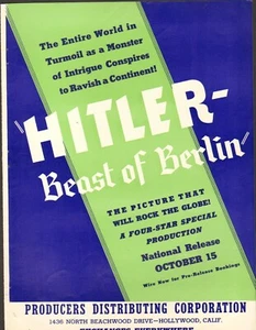 Movie ads from Motion Picture Herald 1939--Hitler Beast of Berlin-----55 - Picture 1 of 1