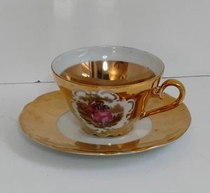 Vintage RZB Porzellan Bavaria Germany Gold Teetasse Untertasse 22 Karat Demitasse - Bild 1 von 9