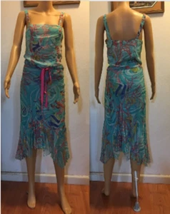 Blumarine Vintage Sea Life 2-teiliges Seidenkleid Größe IT40 - Bild 1 von 1