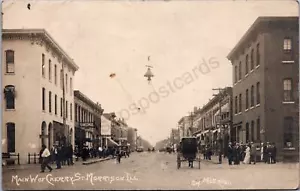 K13/ Morrison Illinois RPPC Postcard c1910 Main Street and Cherry Stores 503 - Picture 1 of 4