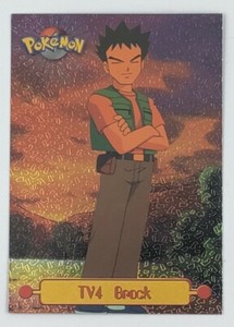 Pokemon Brock TV4 Topps Character Puzzle Card 1999 Series 1 Black Logo Holo LP