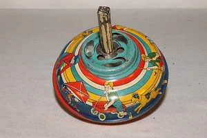 1930's Tin Spinning Top, Nice Graphics, Original - Picture 1 of 5