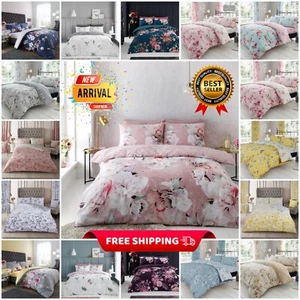 Luxury Reversible Floral Duvet Quilt Cover Bedding Set Single Double King Size - Picture 1 of 302